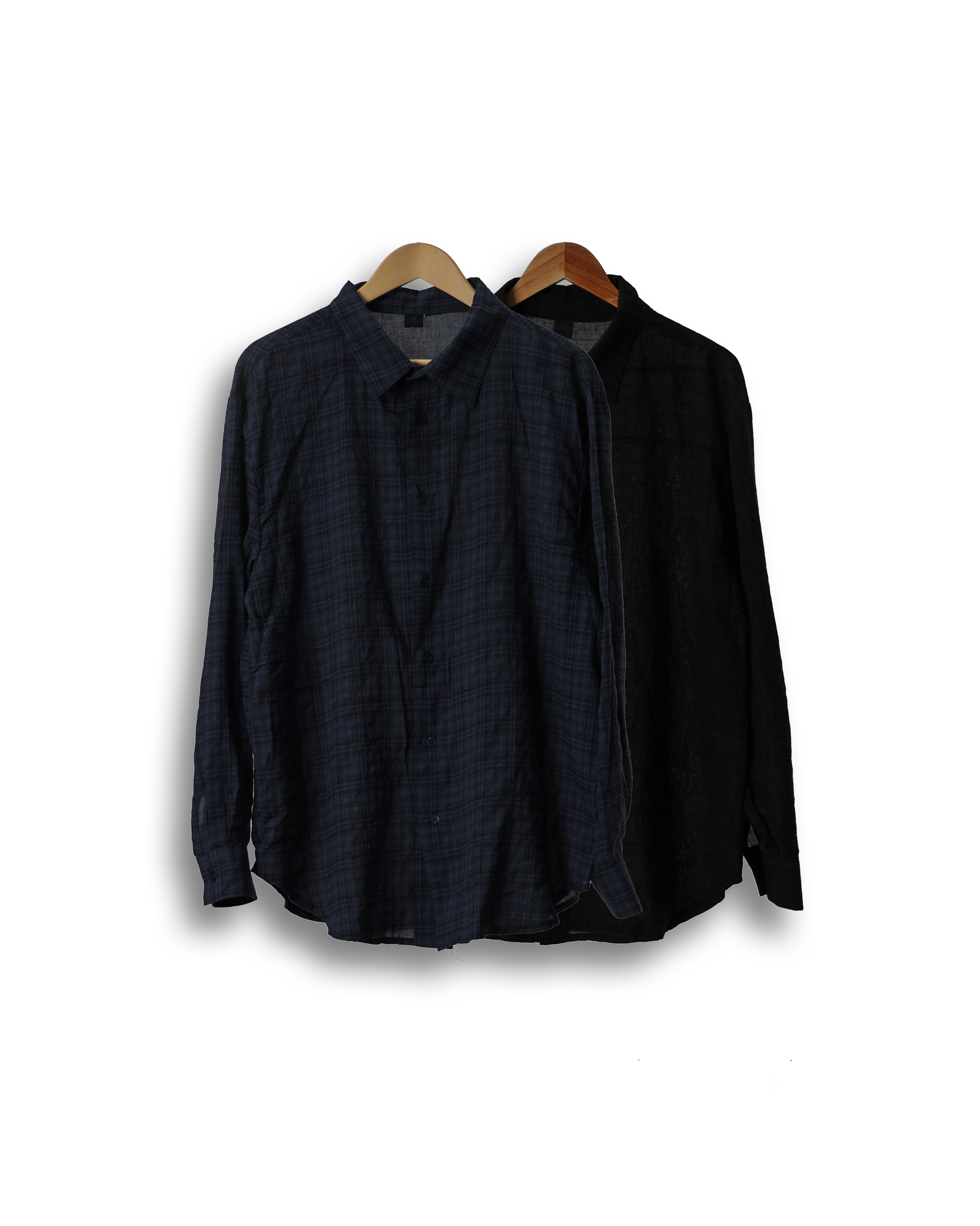 ROUGH Classy Light Check Shirts (Black/Navy)