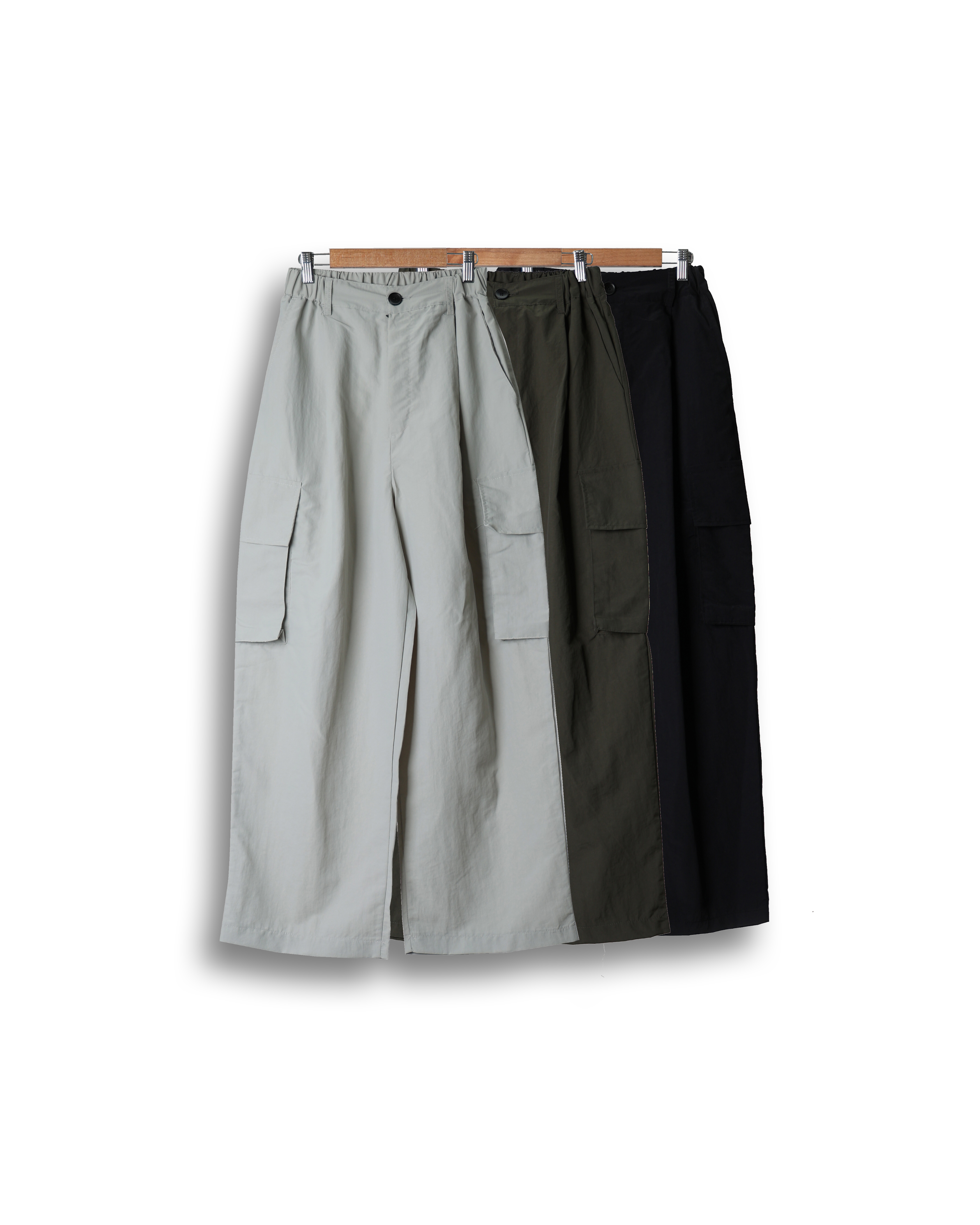 DENS Big Pocket Washed Nylon Cargo Pants (Black/Gray/Olive)