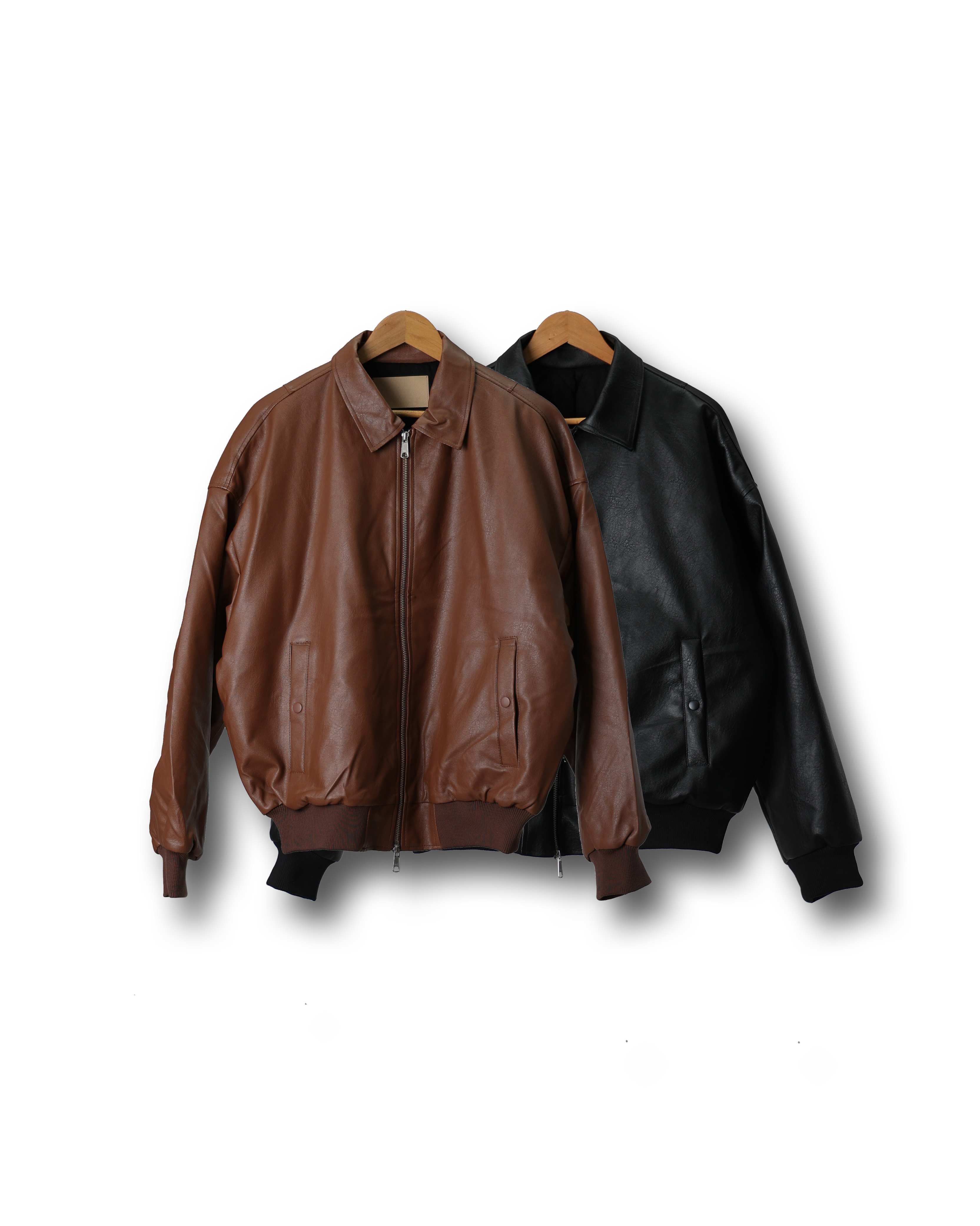 FREKS Vegan Leather Padded Blouson (Black/Brown)