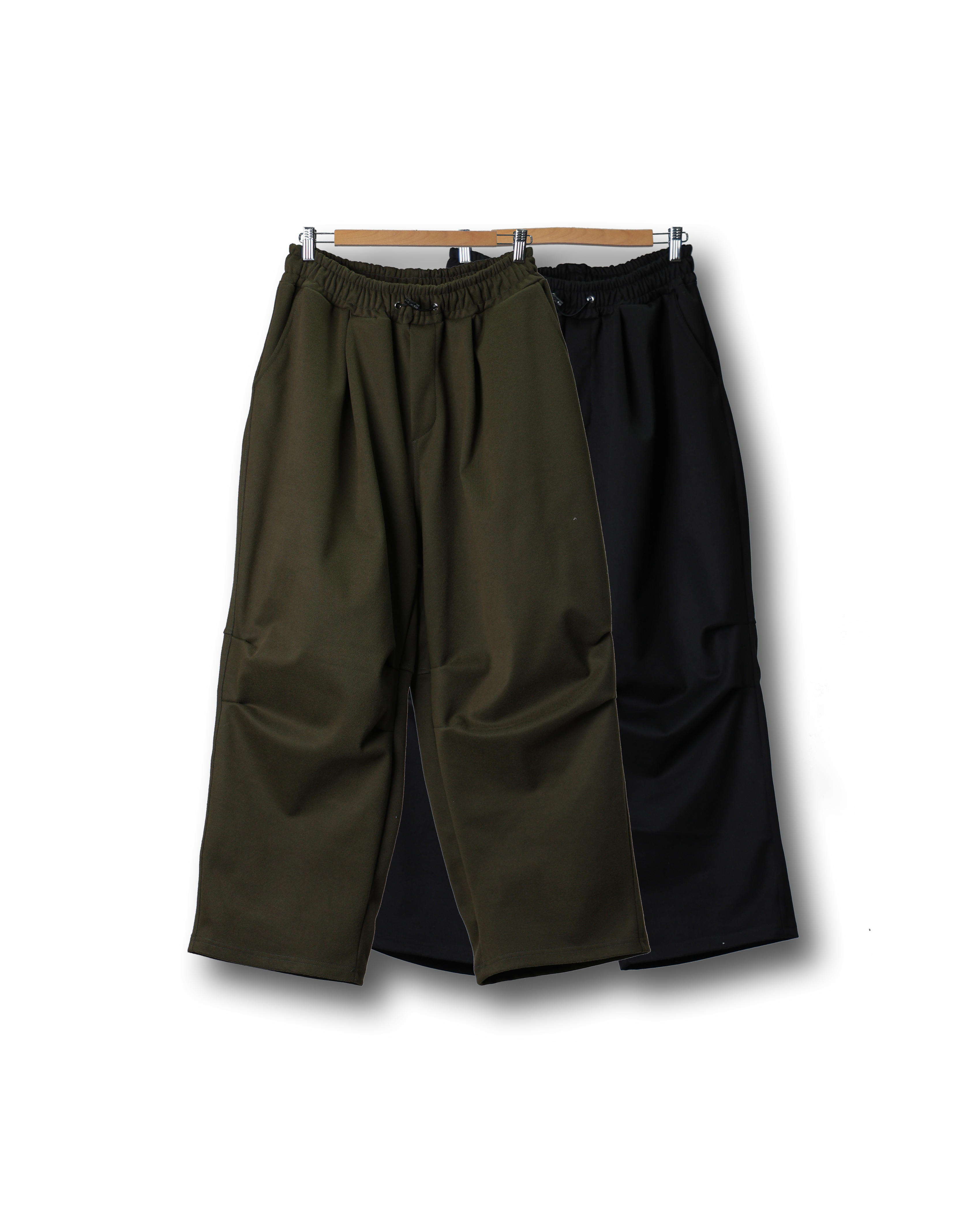 DENS Heavy Dart Wool Wide Parachute Pants (Black/Olive)