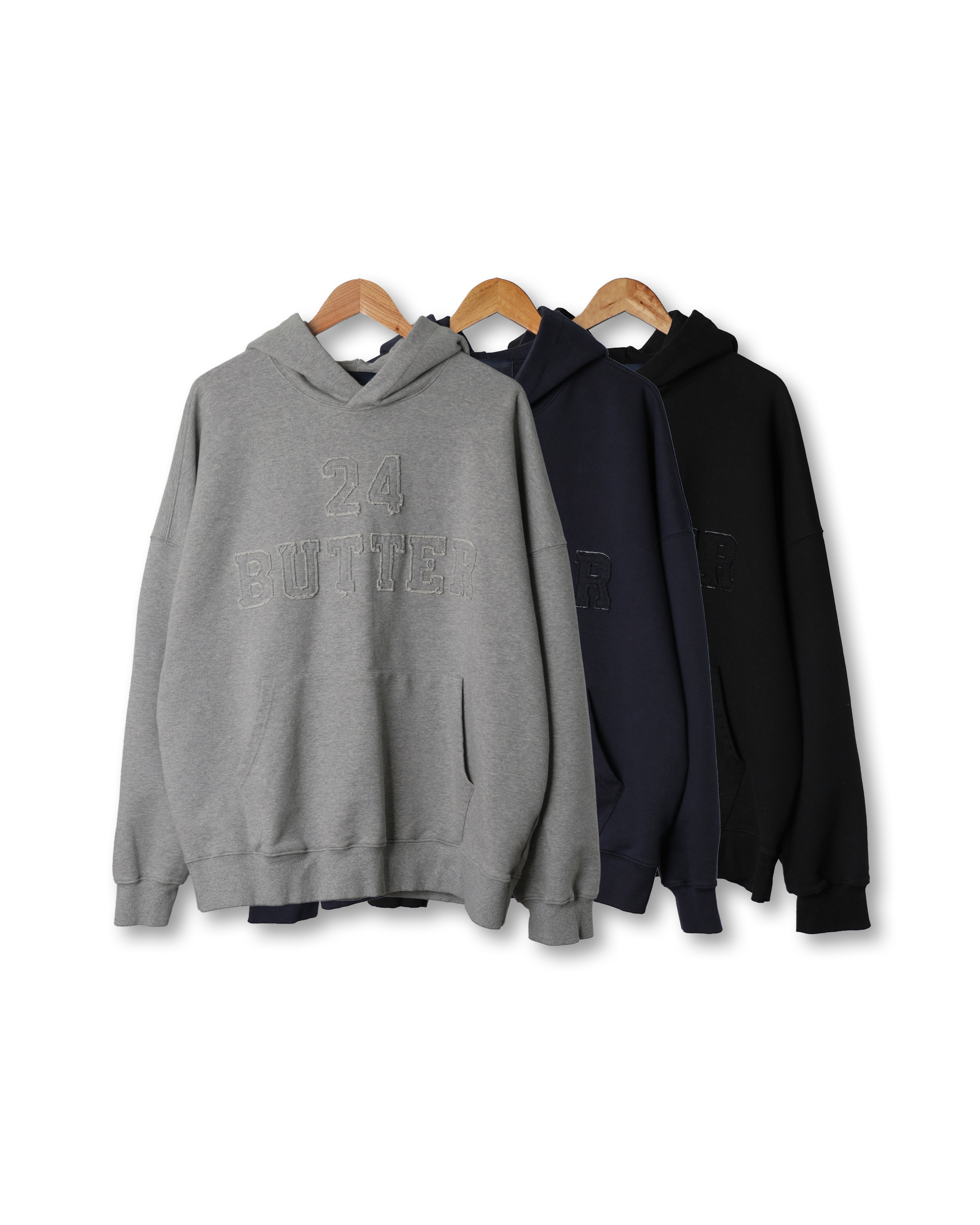 NOOR BUTTER24 EMBO Over Hoodie (Black/Gray/Navy)