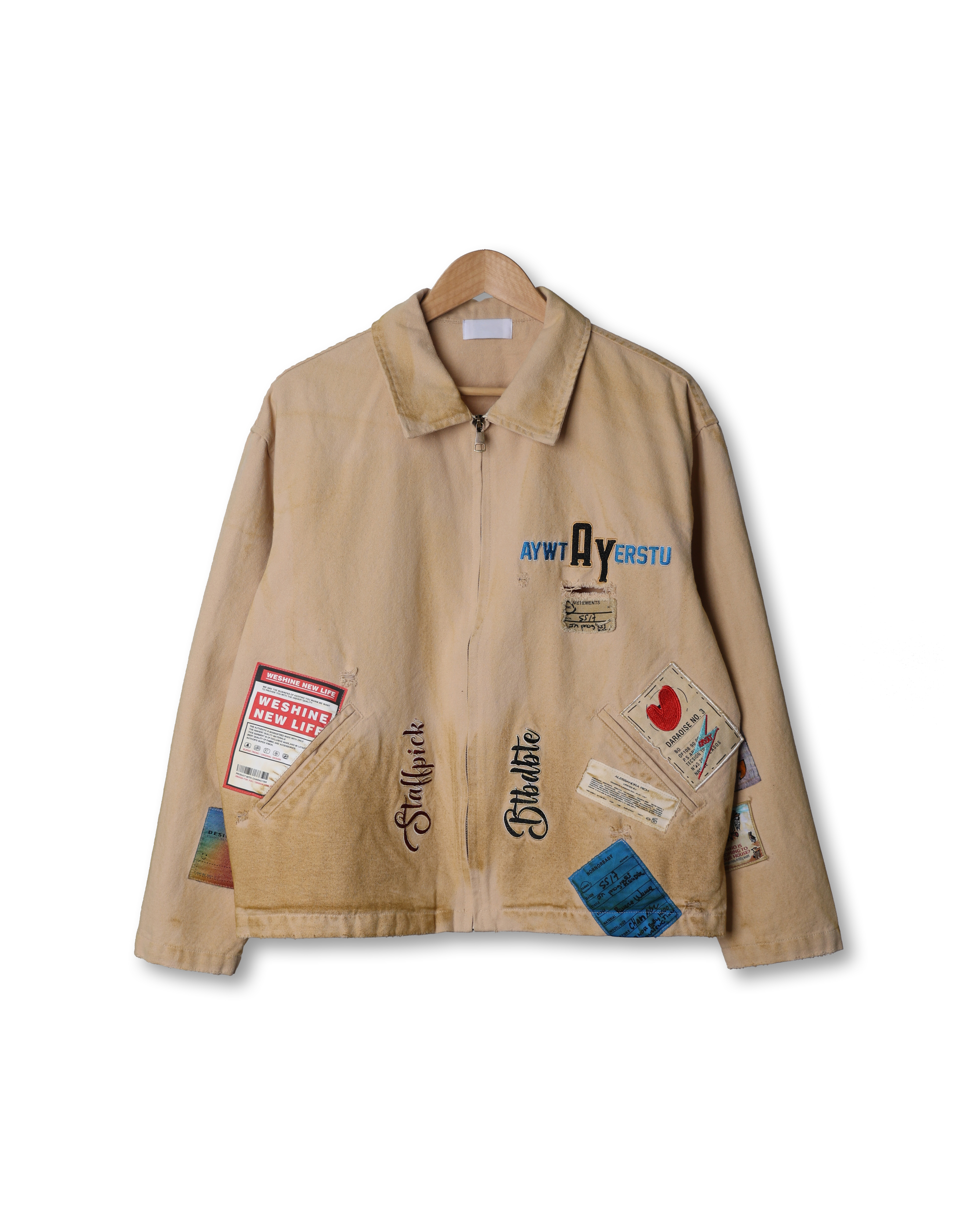 OMAGE CANVAS Vintage Patch Work Jacket (Beige)