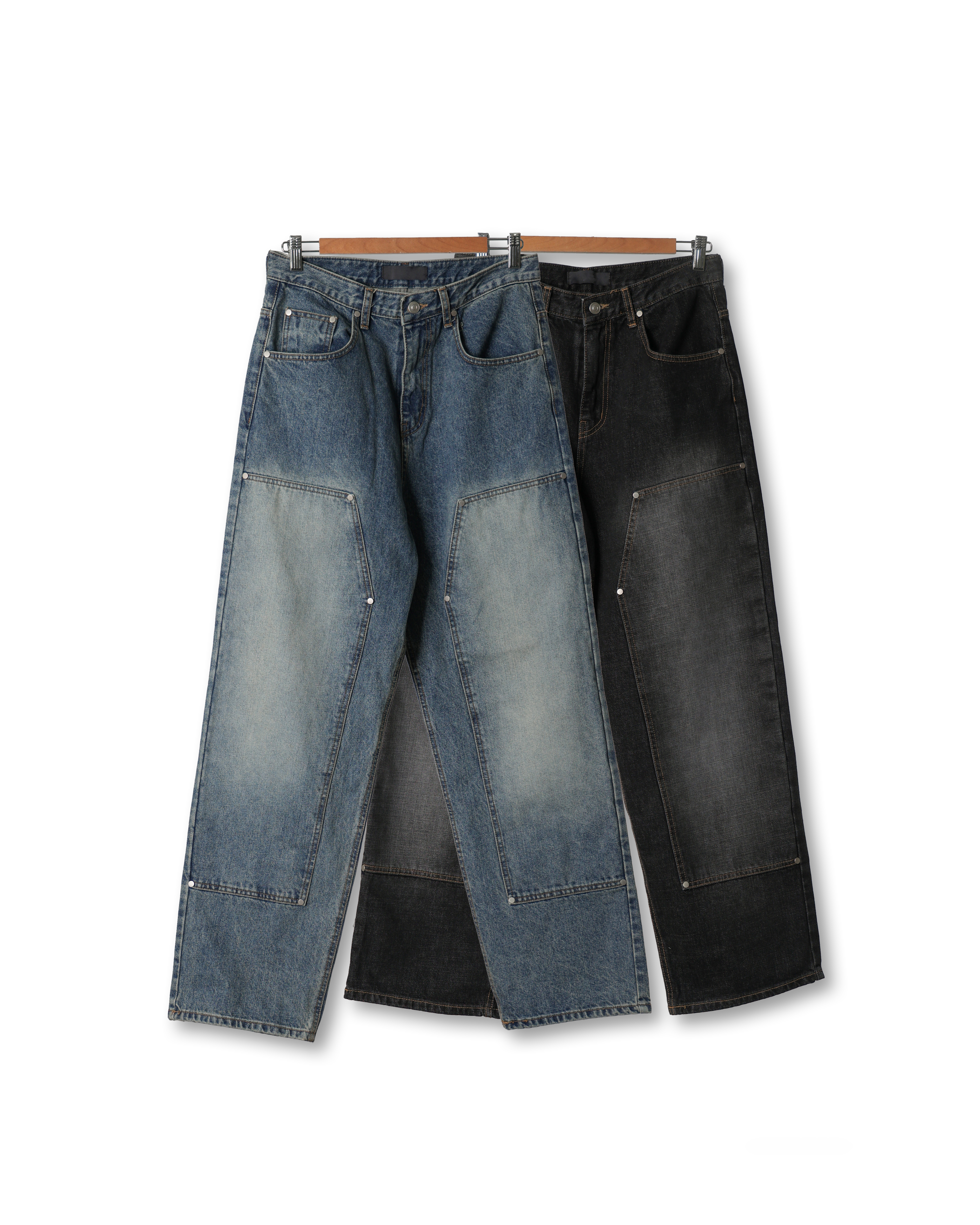 ERN Double Rough Work Denim Pants (Black Denim/Blue Denim)