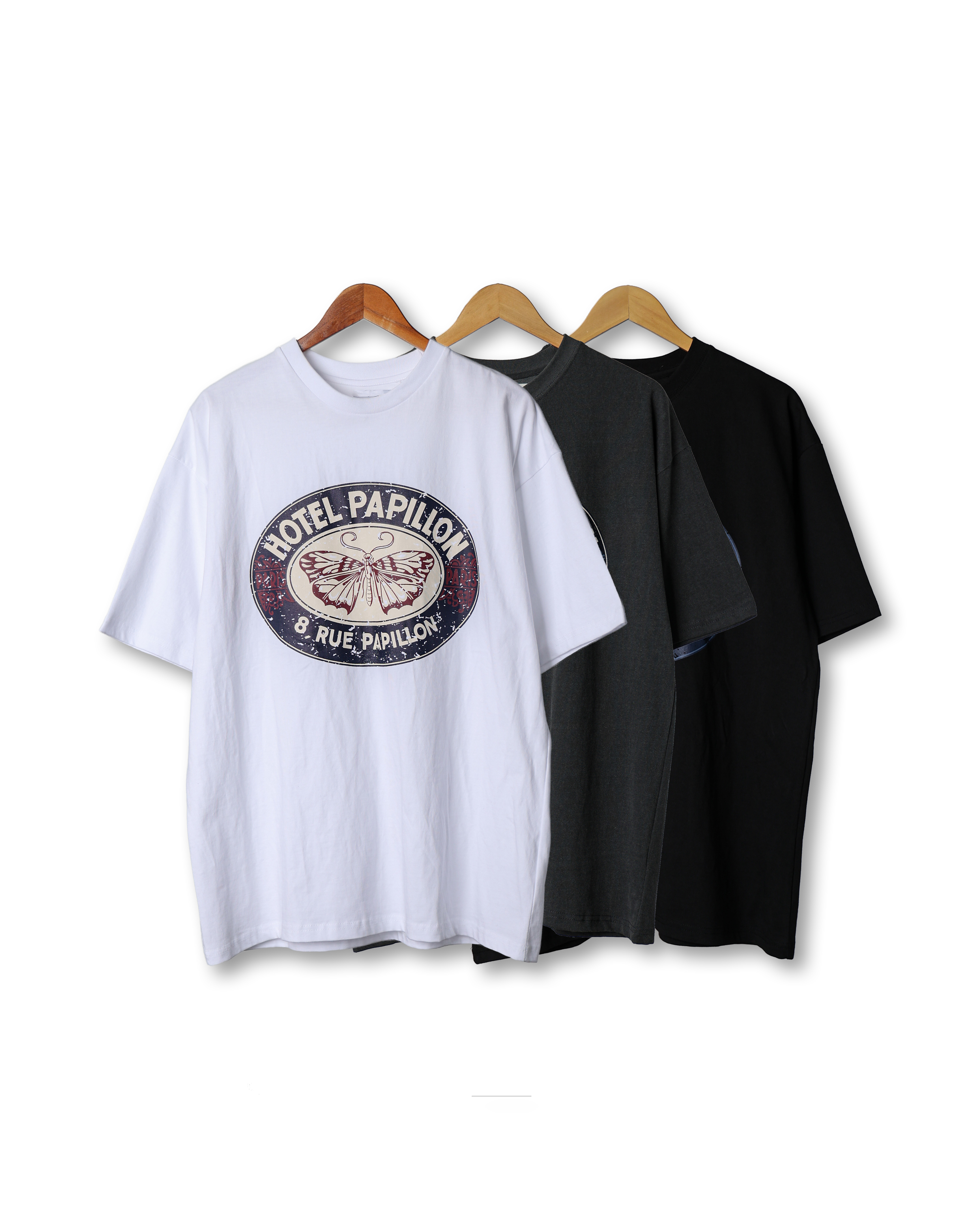 MONOP HOTEL PAPILLON Pigment T Shirts (Black/Charcoal/White)