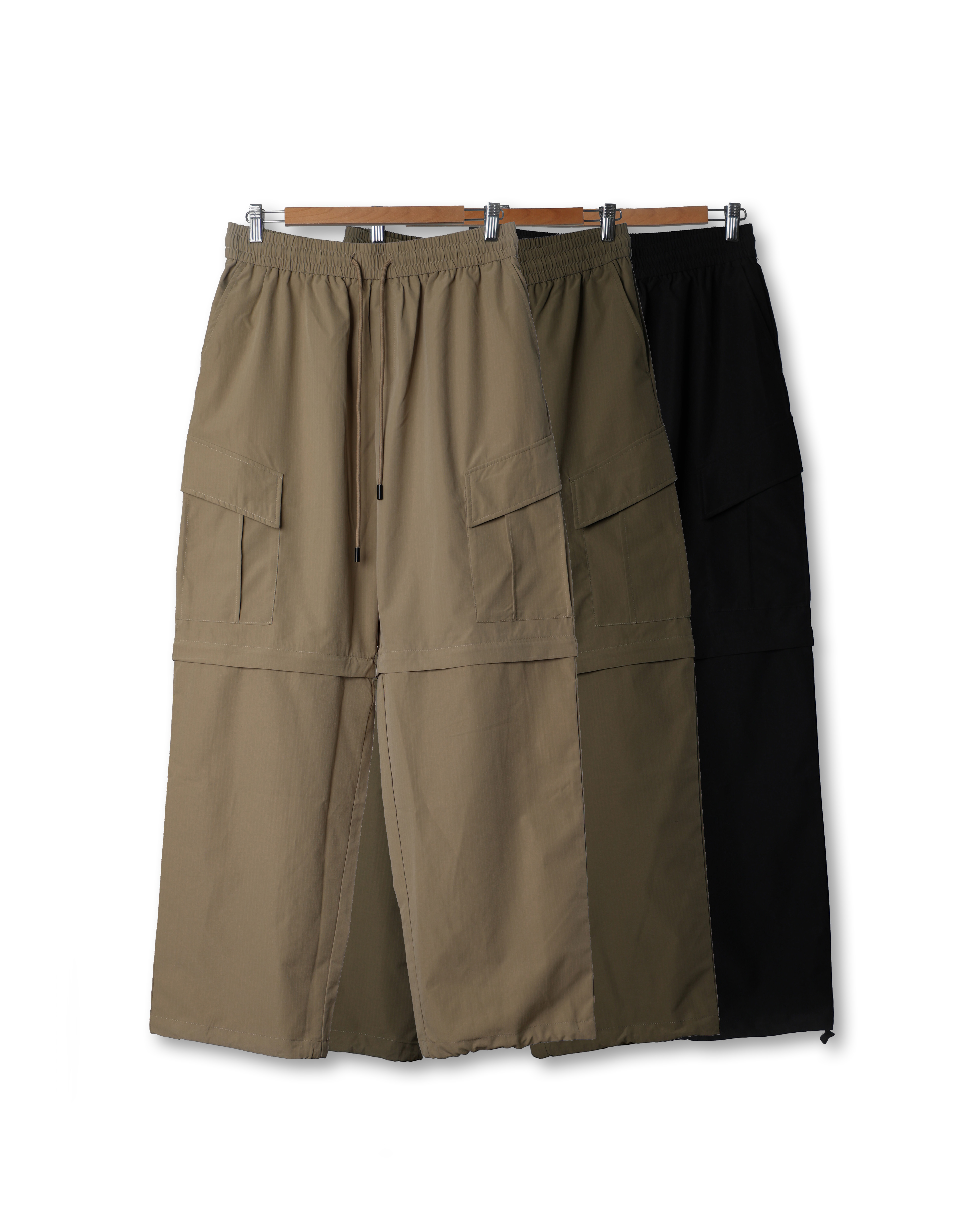 T.TRED Cargo Summit Zip-Trans Wide Pants (Black/Olive/Beige)