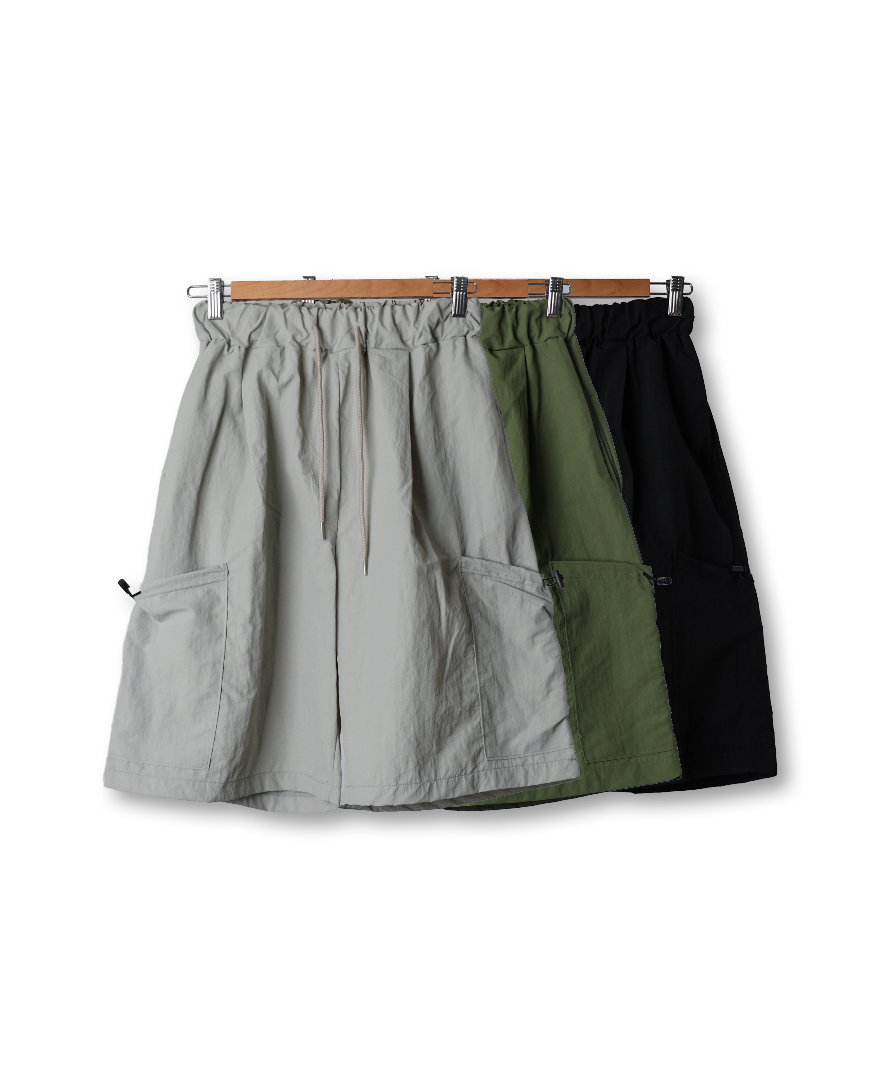 WEATHR Unbalanced Pocket Nylon Half Pants (Black/Gray/Olive)