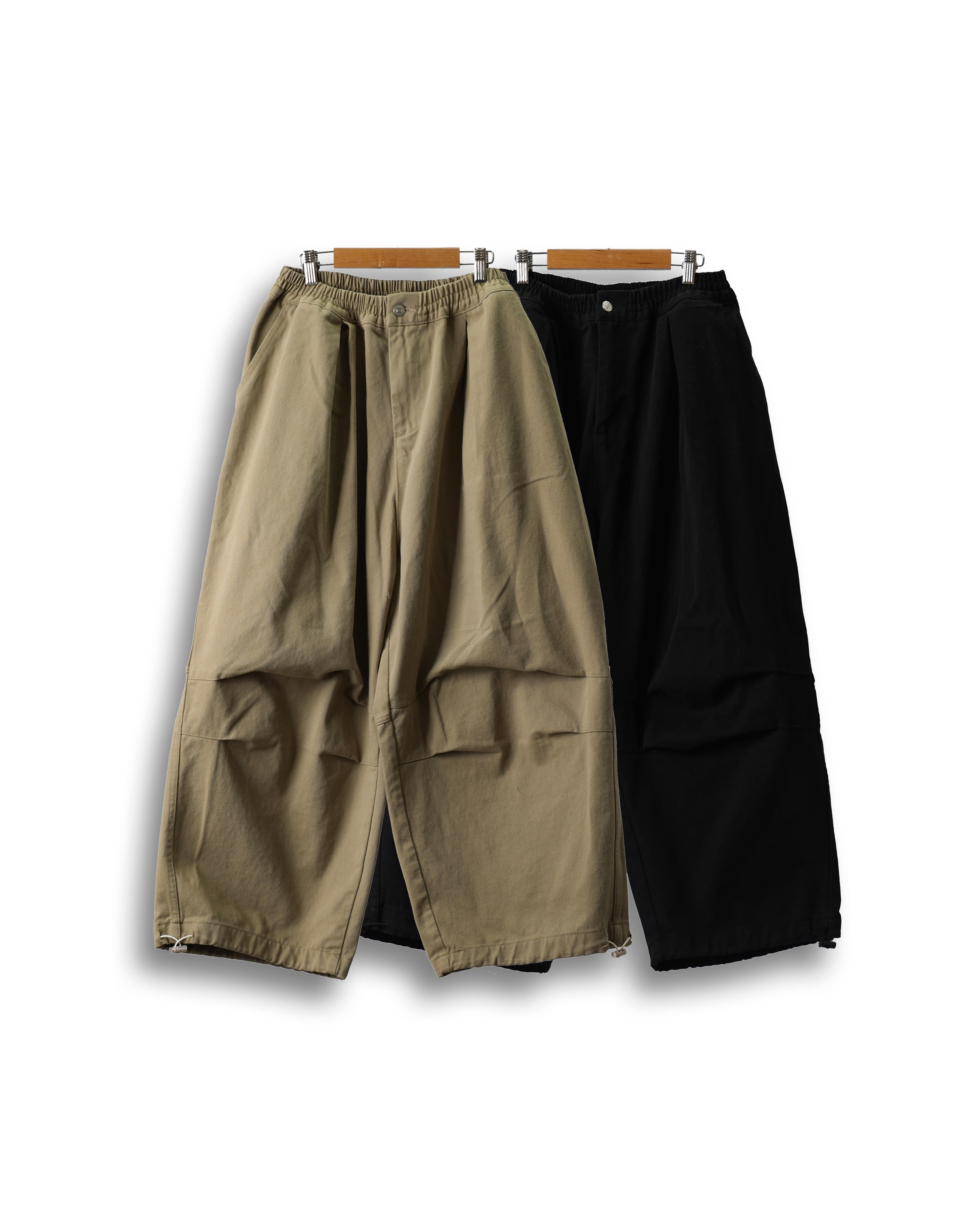 LAN Bio Parachute Cotton Balloon Pants (Black/Beige)