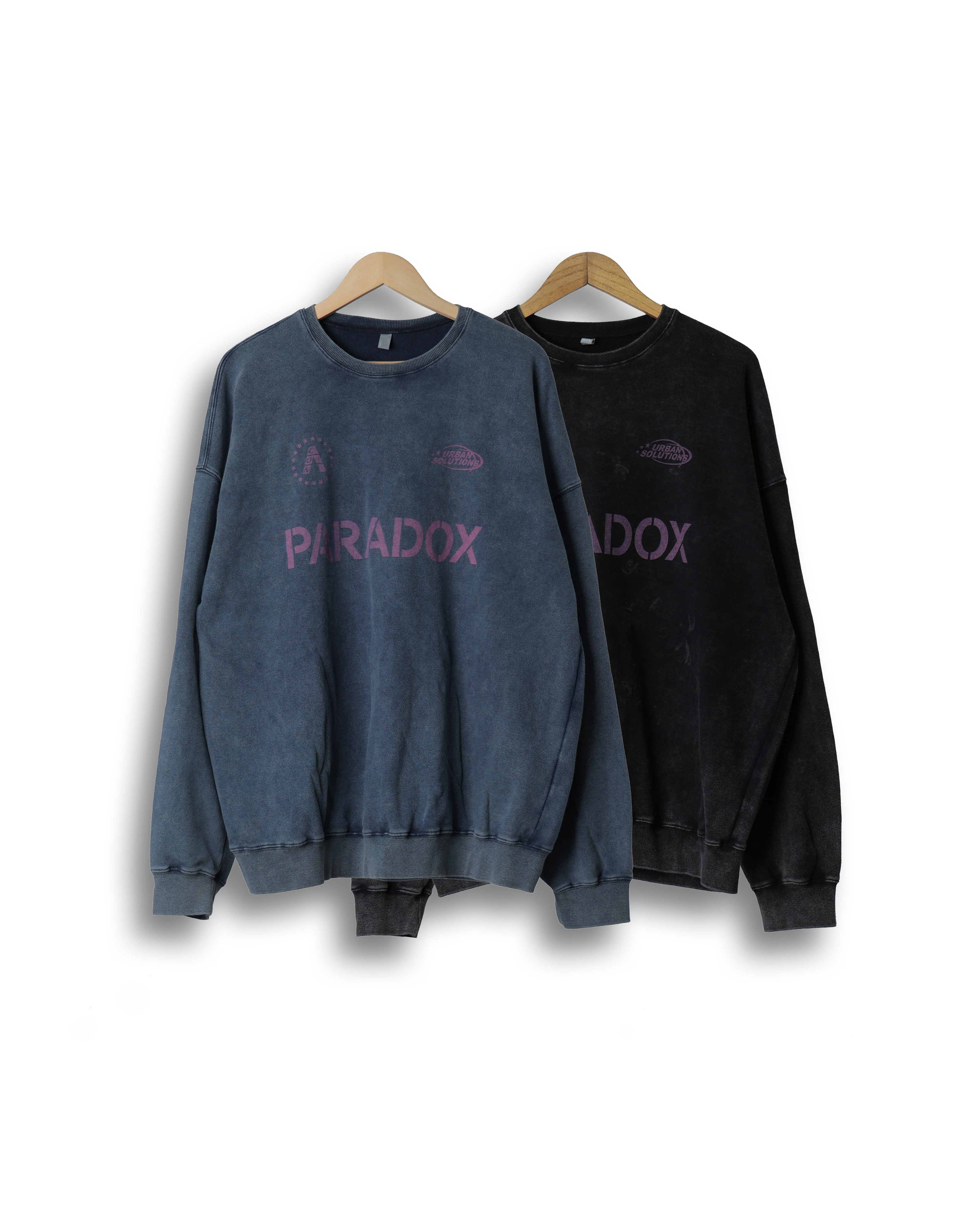 ACO PARADOX Washed Pigment Sweat Shirts (Black/Navy)