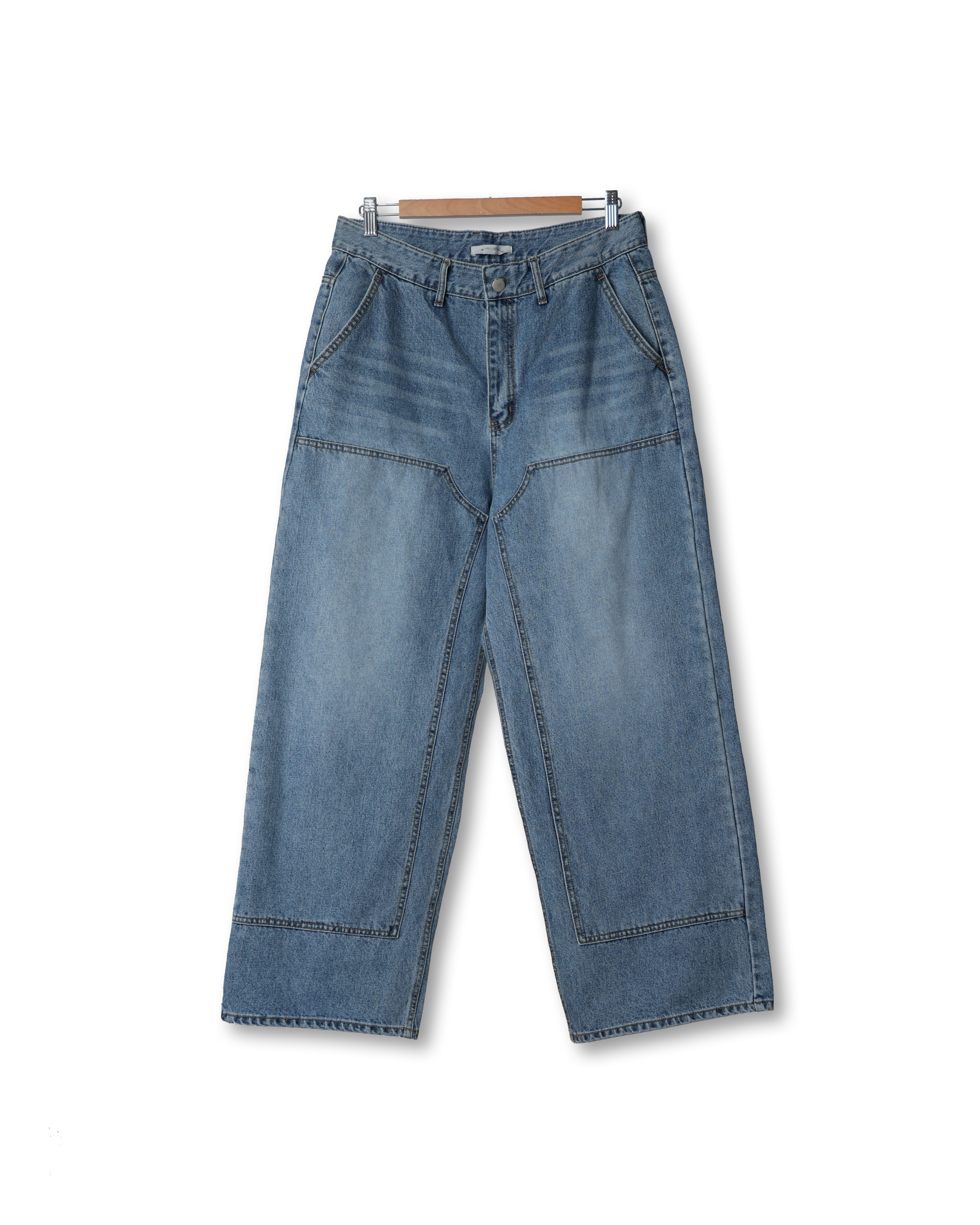 HLMUT H999 Double Knee Wide Denim Pants (Middle Denim)