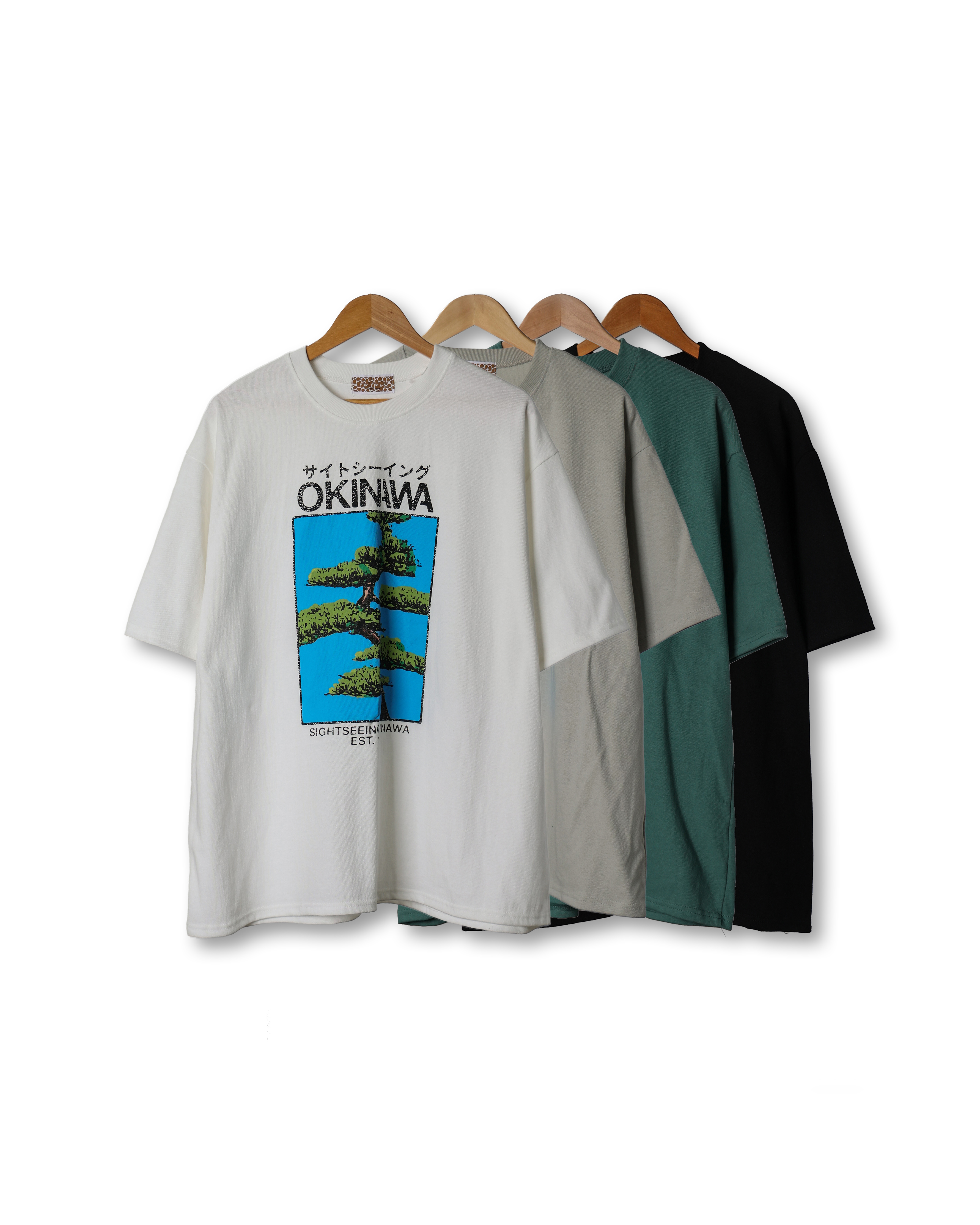 KIRII OKINAWA Tree Printed Heavy T Shirts (Black/Olive Gray/Mint/Ivory)