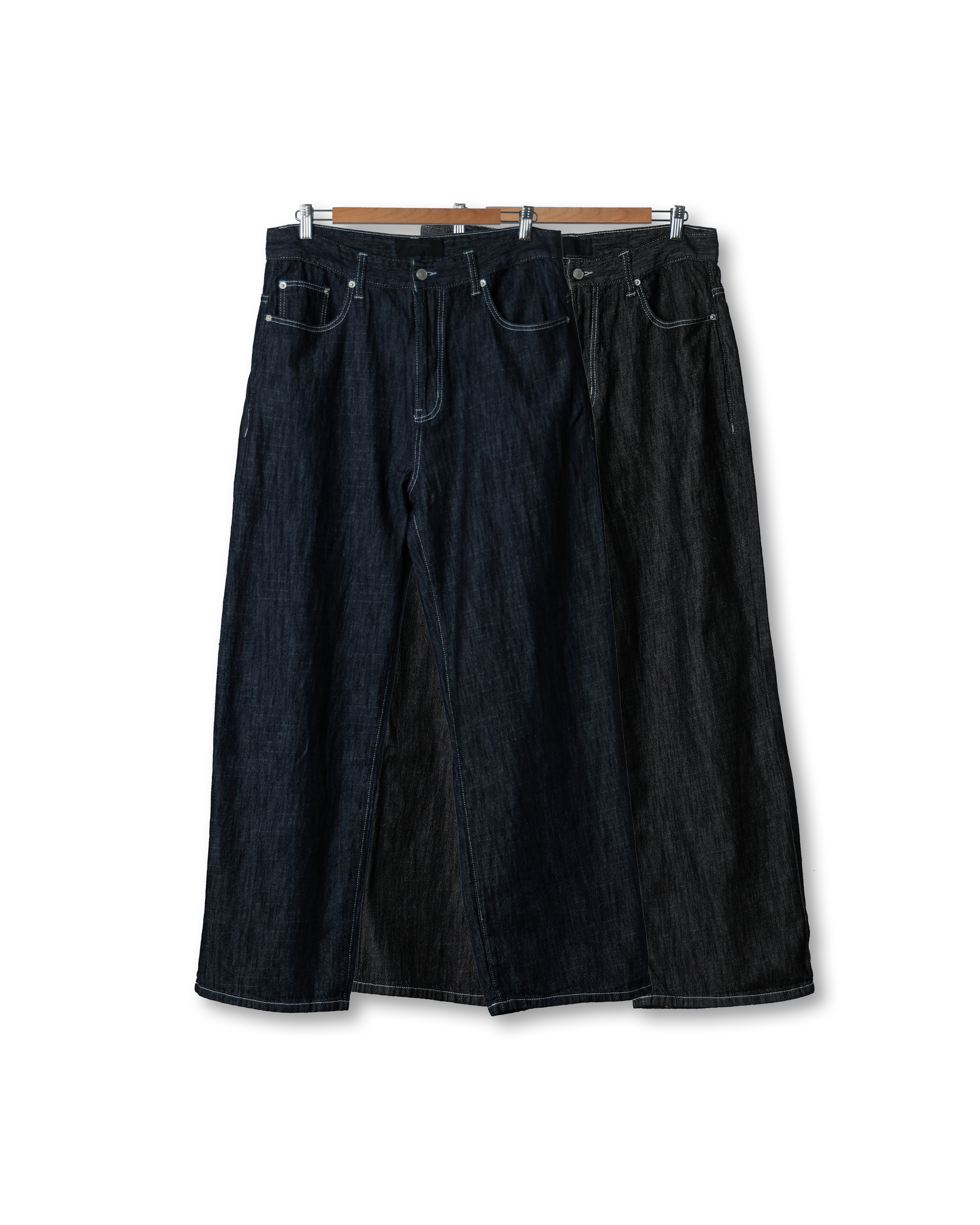 T.CROS 445-1,2 Straight Light Denim Pants (Black Denim/Blue Denim)