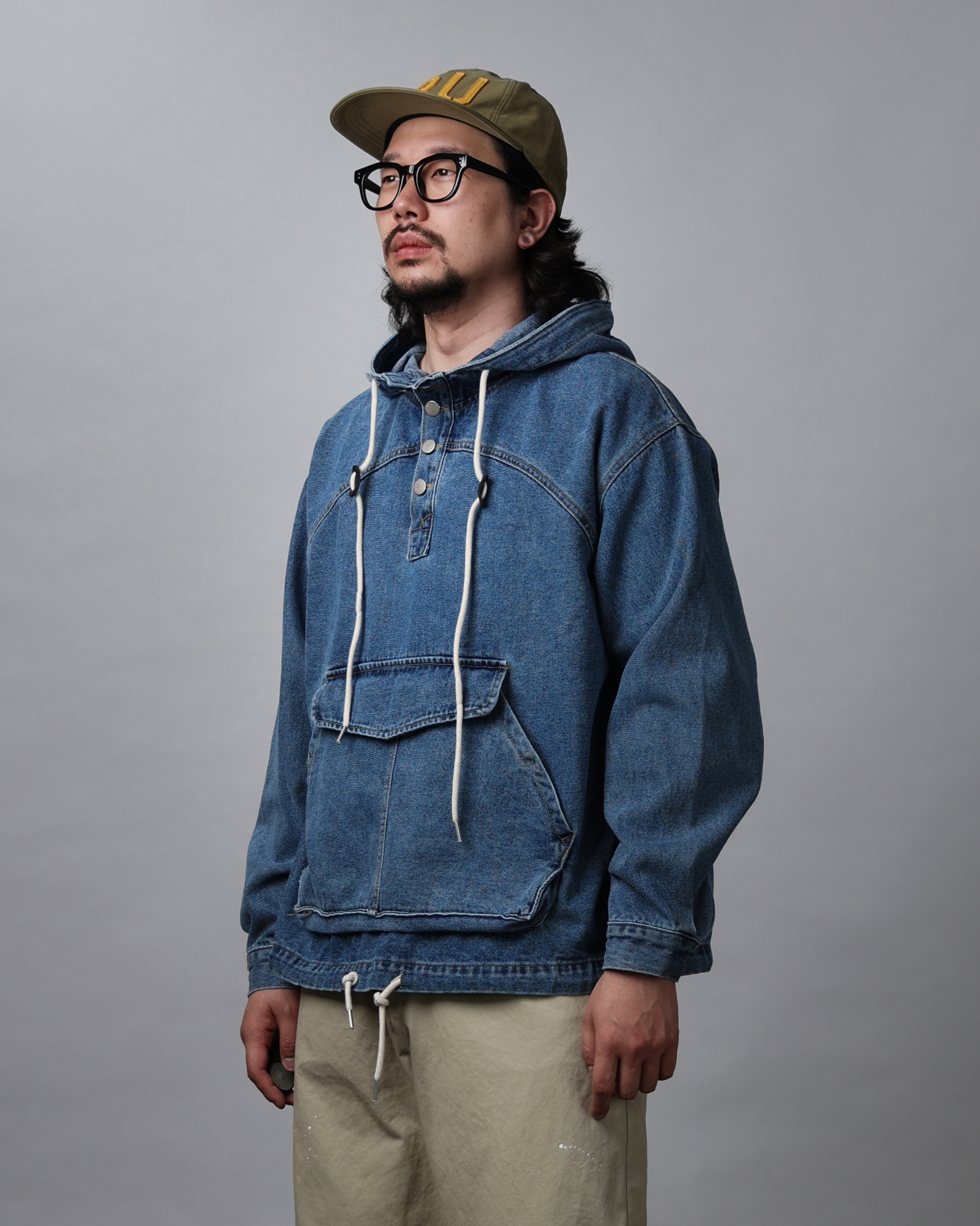 HFIVE Big Pocket Denim Anorak (Black Denim / Middle Denim)