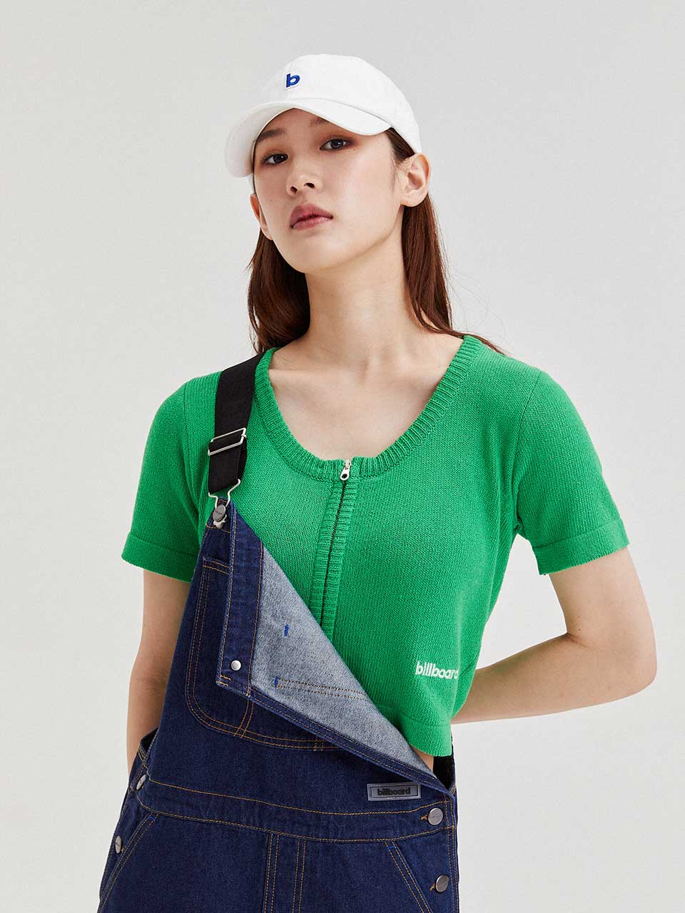 U Neck Crop Cardigan_Green