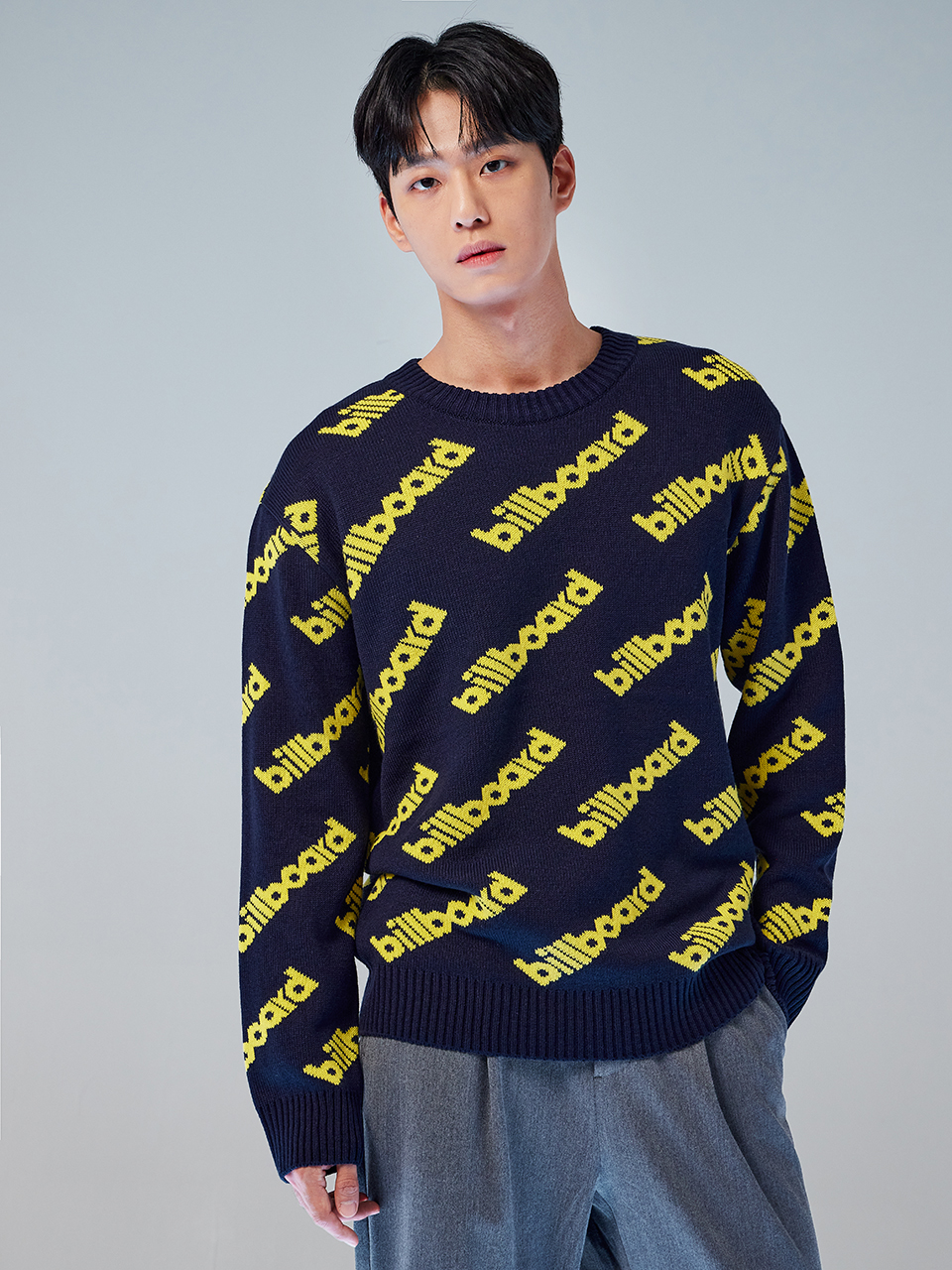 Logo pattern intasha knit_Navy