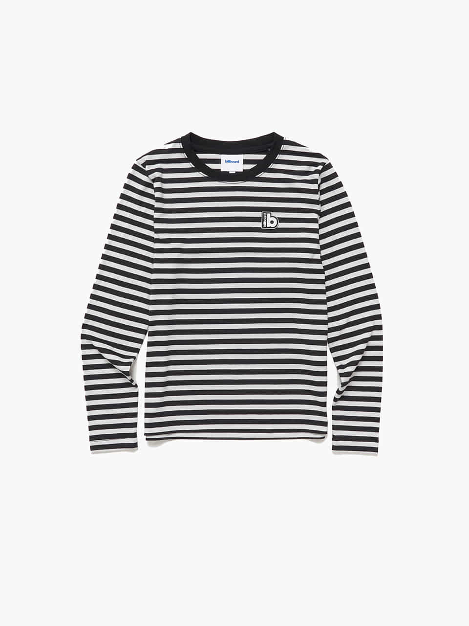 Women mono stripe long sleeve T-shirt_Black