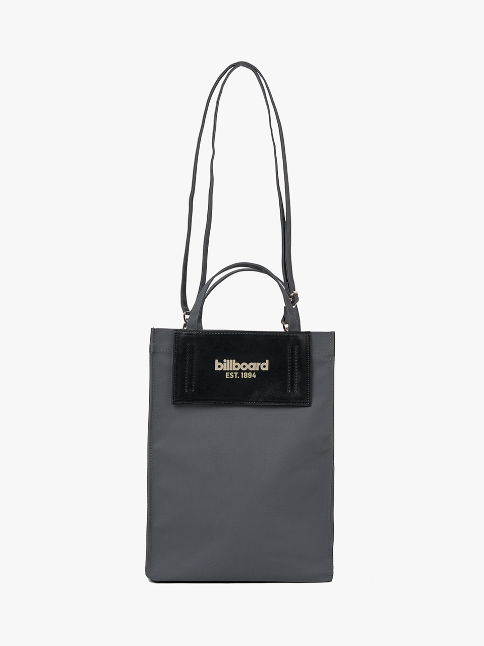 Nylon mixed patch tote bag_Dark grey