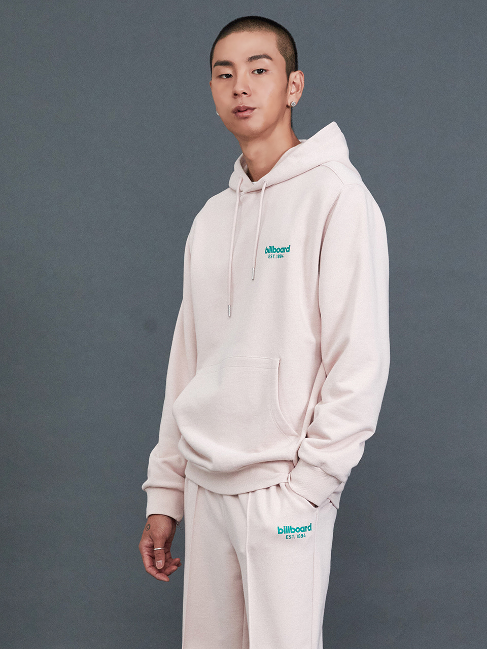 Standard logo hood T-shirt_Light pink