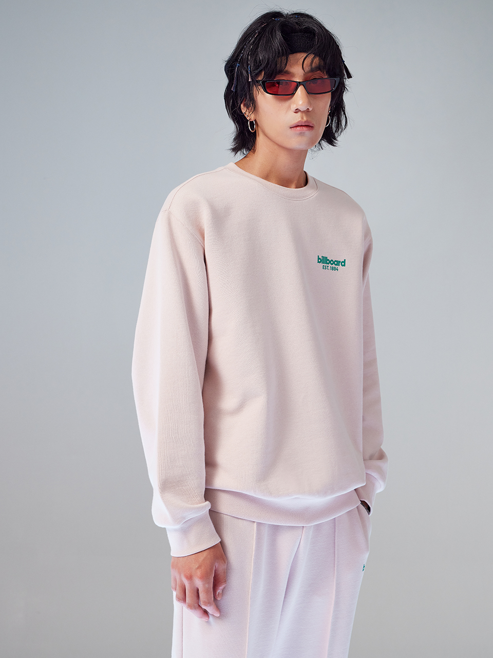 Basic small logo color sweatshirt_Light pink