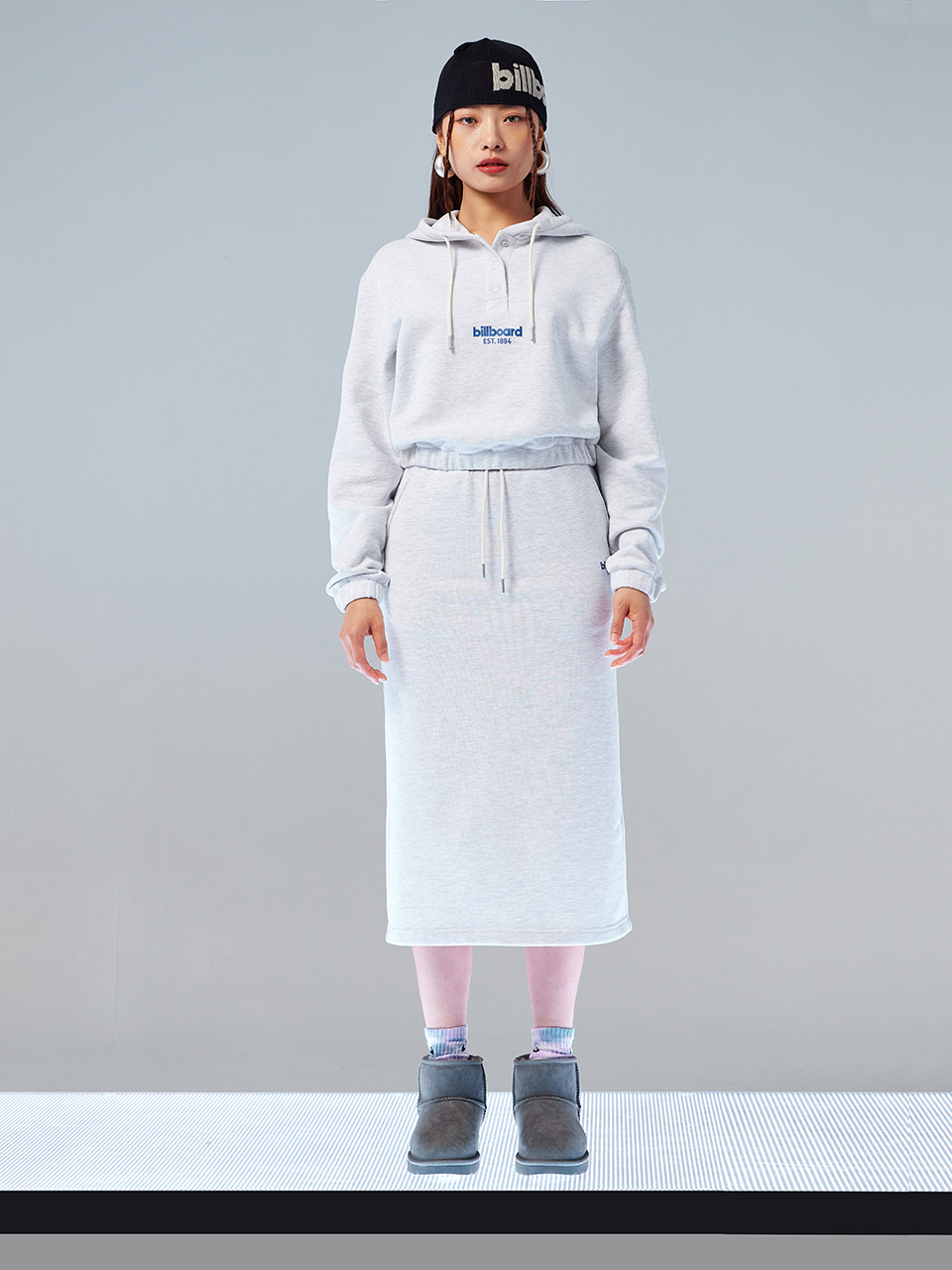 Cotton training midi skirt_Light grey