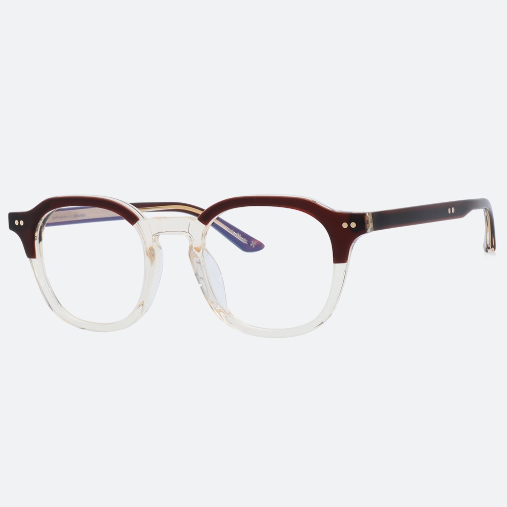 세컨아이즈-그라픽플라스틱 마크 mark 07 브라운 투명옐로우 사각 뿔테 안경