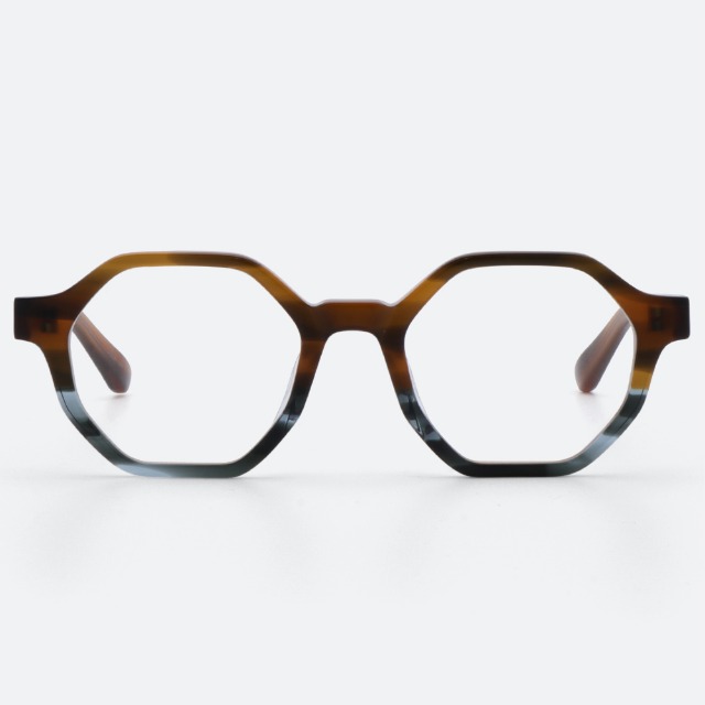 세컨아이즈-그라픽플라스틱 옥타곤 octagon brown blue 다각형 뿔테 안경