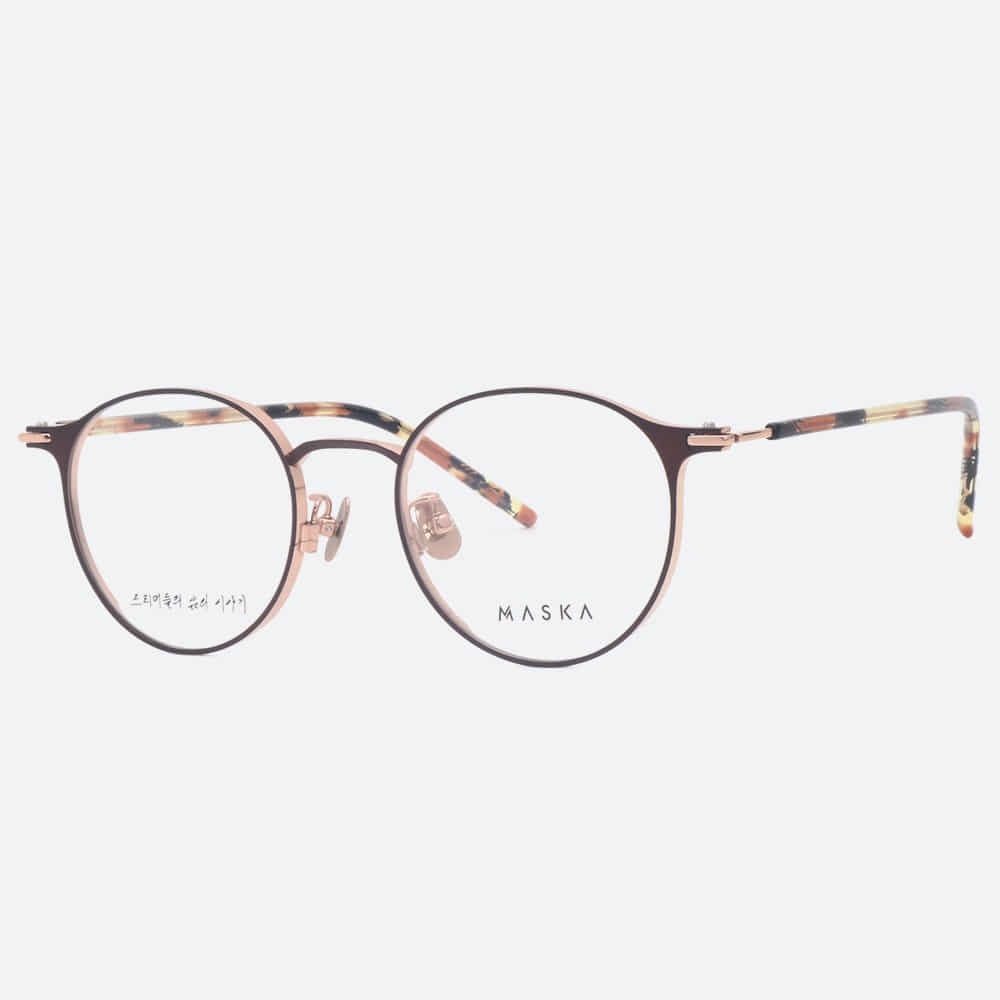세컨아이즈-마스카 프리 클레 Free Klee 03Br 매트브라운 로즈골드 가벼운 라운드 티타늄 안경