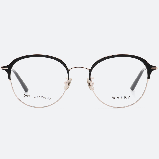 세컨아이즈-마스카 벤타나 VENTANA 01B 블랙 골드 베타티타늄 원형 하금테 가벼운 안경