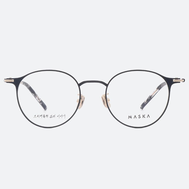 세컨아이즈-마스카 프리 클레 Free Klee 01B 블랙 골드 가벼운 라운드 티타늄 안경