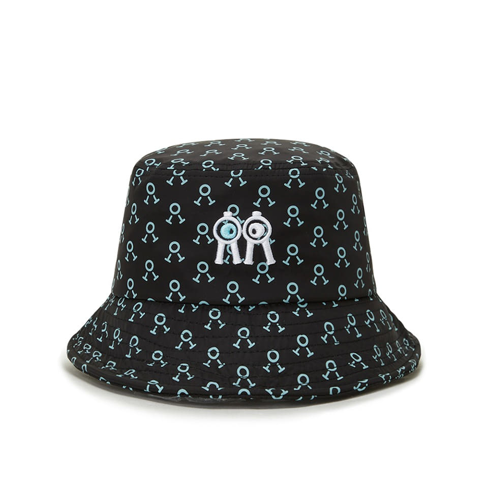 버킷햇 블랙 민트로고패턴 Bucket Hat Black Mint Logo Pattern