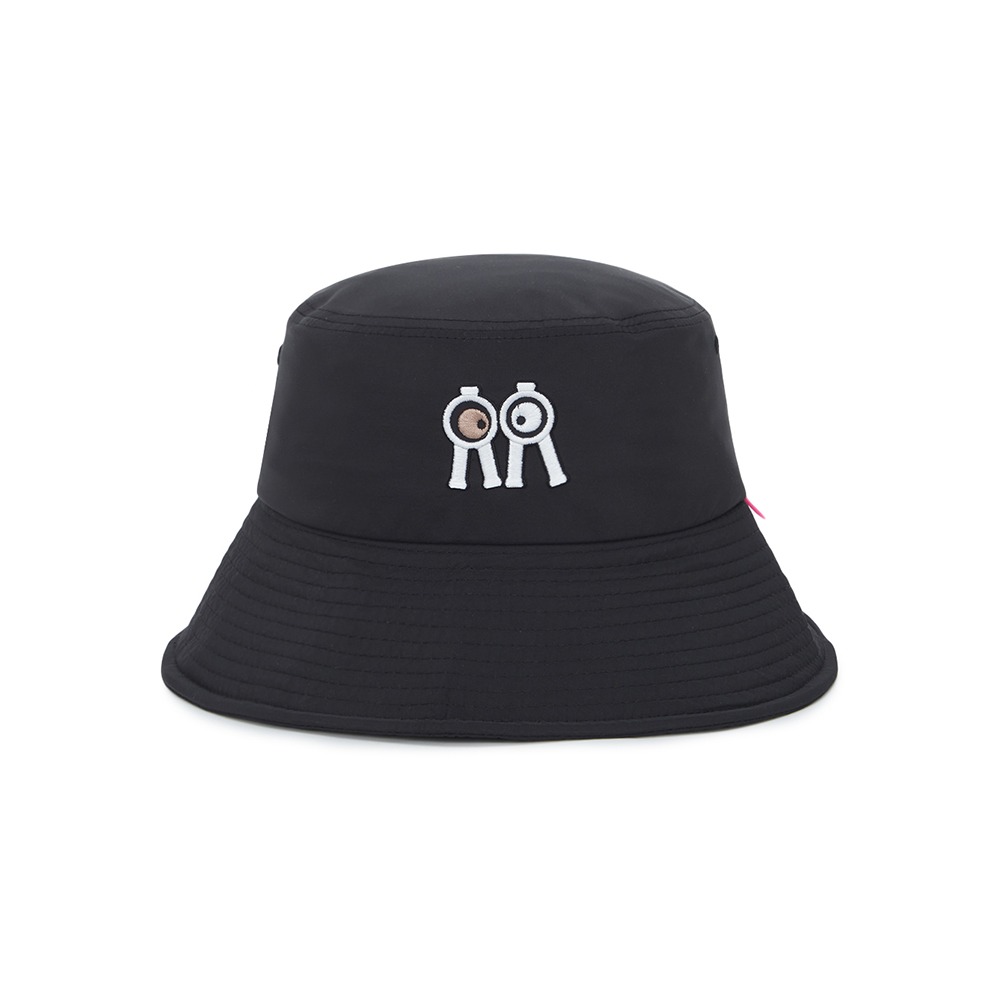 버킷햇 블랙 화이트브라운아이 Bucket Hat Black White Brown Eye