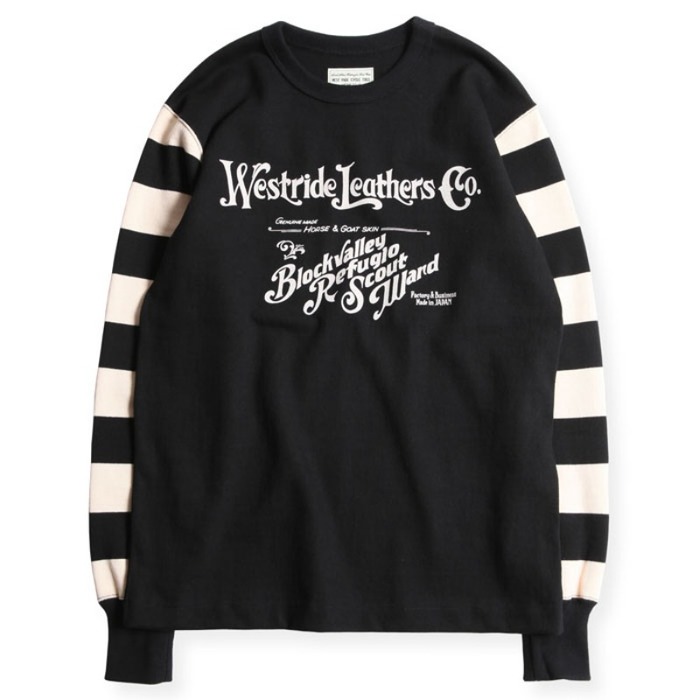 21ss)HEAVY BORDER SLEEVE L/S TEE (BLK/CRM)