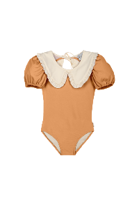 (4, 6, 8, 10y) [MIPOUNET ] DANIELA COLLARED SWIMSUIT -PEACH