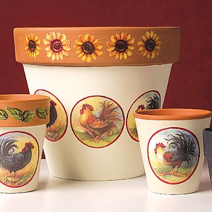 13640 (Wallies 조각스티커 - 해바라기와 닭 Roosters &amp; Sunflowers 포인트/빈티지/인테리어/홈데코/친환경/가구/벽면/창문/타일/꾸미기)