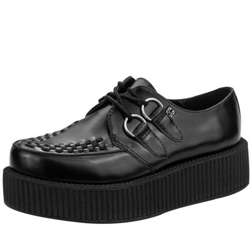 [BRM1967644] 티유케이 블랙 레더/가죽 비바 크리퍼 클리퍼 우먼스 V6802  T.U.K. Black Leather Viva Creeper Creepers