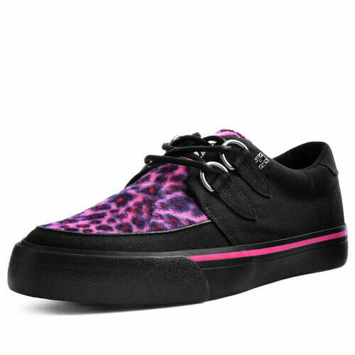 [BRM2126119] 티유케이 블랙 &amp; 핑크 레오파드 스니커 스니커즈 우먼스 A9483  T.U.K. Black Pink Leopard Sneaker Sneakers