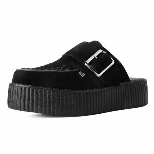 [BRM2146722] 티유케이 블랙 스웨이드 크리퍼 클리퍼 Mule 플랫폼 우먼스 V3177L  T.U.K. Black Suede Creeper Platforms