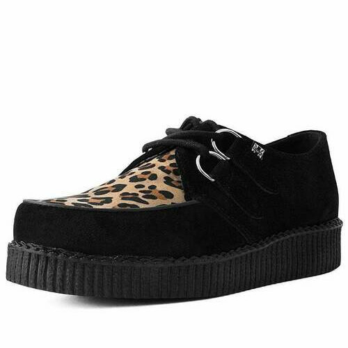 [BRM2151195] 티유케이 블랙 &amp; 레오파드 비바 로우 크리퍼 클리퍼 우먼스 F8142  T.U.K. Black Leopard Viva Low Creeper Creepers