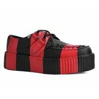 [BRM2103005] 티유케이 블랙 &amp; 레드 스트라이프 몬도 크리퍼 클리퍼 우먼스 V3114  T.U.K. Black Red Striped Mondo Creeper Creepers