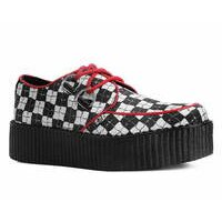 [BRM2107495] 티유케이 블랙 &amp; 화이트 Checkered Barbwire 몬도 크리퍼 클리퍼 우먼스 V3101  T.U.K. Black White Mondo Creeper Creepers