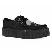 [BRM2170104] 티유케이 블랙 Satin Glow 스컬 비바 몬도 크리퍼 클리퍼 우먼스 V3221  T.U.K. Black Skull Viva Mondo Creeper Creepers