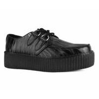 [BRM2185906] 티유케이 블랙 웨이비 페이턴트 비바 몬도 크리퍼 클리퍼 우먼스 V3204  T.U.K. Black Wavy Patent Viva Mondo Creeper Creepers