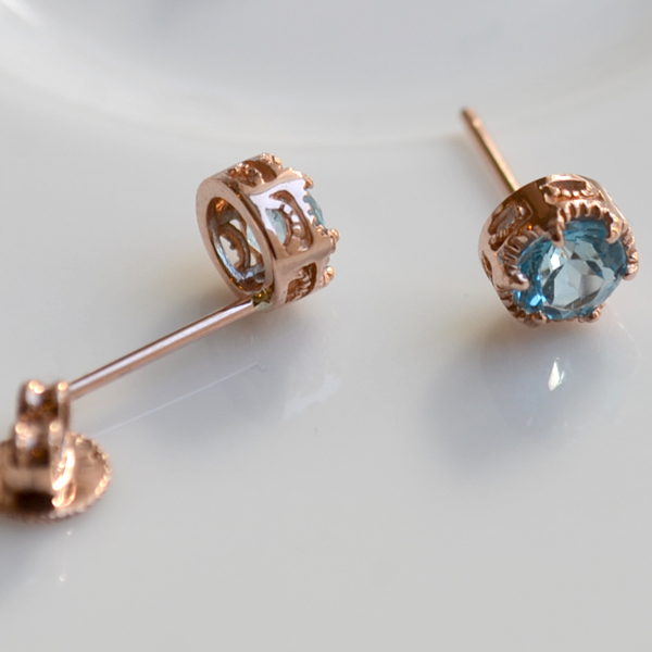 14K BLUE TOPAZ EARRING, 18K BLUE TOPAZ EARRING, 금 귀걸이, 천연석 귀걸이