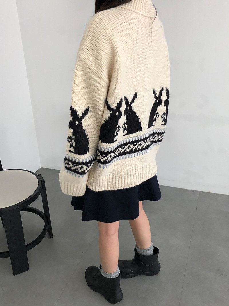 rabbit zip-up cardigan