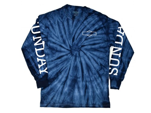 SUNDAY ROCKWELL BOX LONG SLEEVE Tie‑Dye Navy