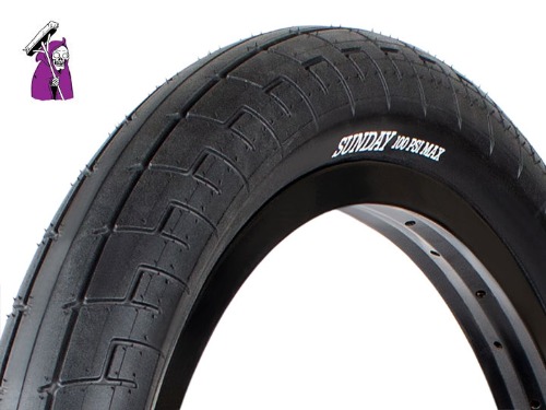 SUNDAY JAKE SEELEY&#039;s STREET SWEEPER V2 BMX TIRE 20 X 2.4&quot; Black