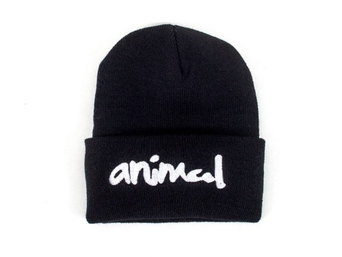 ANIMAL SCRIPT BEANIE -Black-