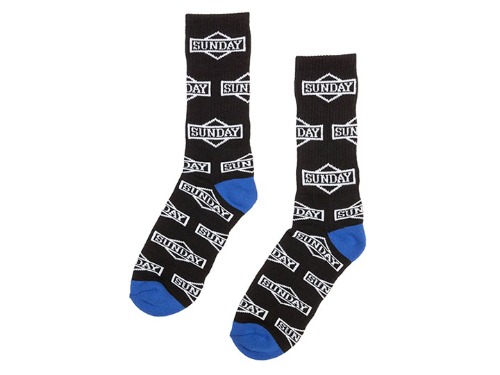 SUNDAY CORNERSTONE ALL‑OVER CREW SOCKS Black/White