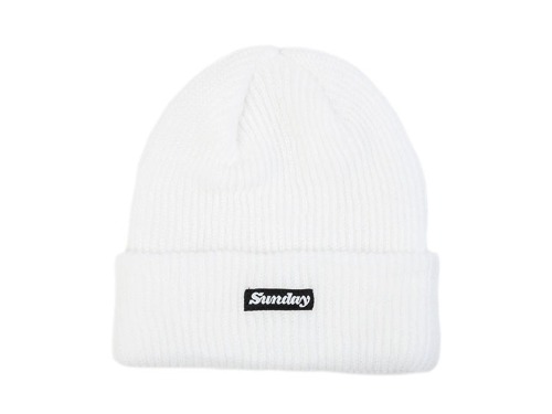 SUNDAY CLASSY LABEL CUFF BEANIE White