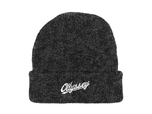 ODYSSEY STITCHED SLUGGER BEANIE Heather Black/ with White Stitch