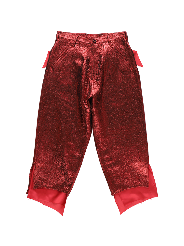 RED GLITTER CROPPED TROUSERS  설밤 레드 글리터 크롭 트라우저 - 아데쿠베